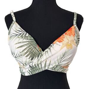 Tropical Print Wrap Bikini Top Band 30 Estimated C Cup Swimwear Festival Boho